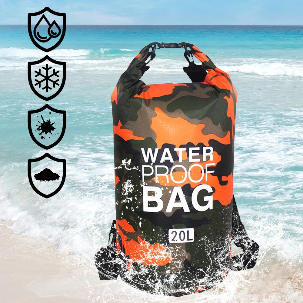 Водонепроницаемая сухая сумка 20 л камуфляжная уличная для дайвинга складной