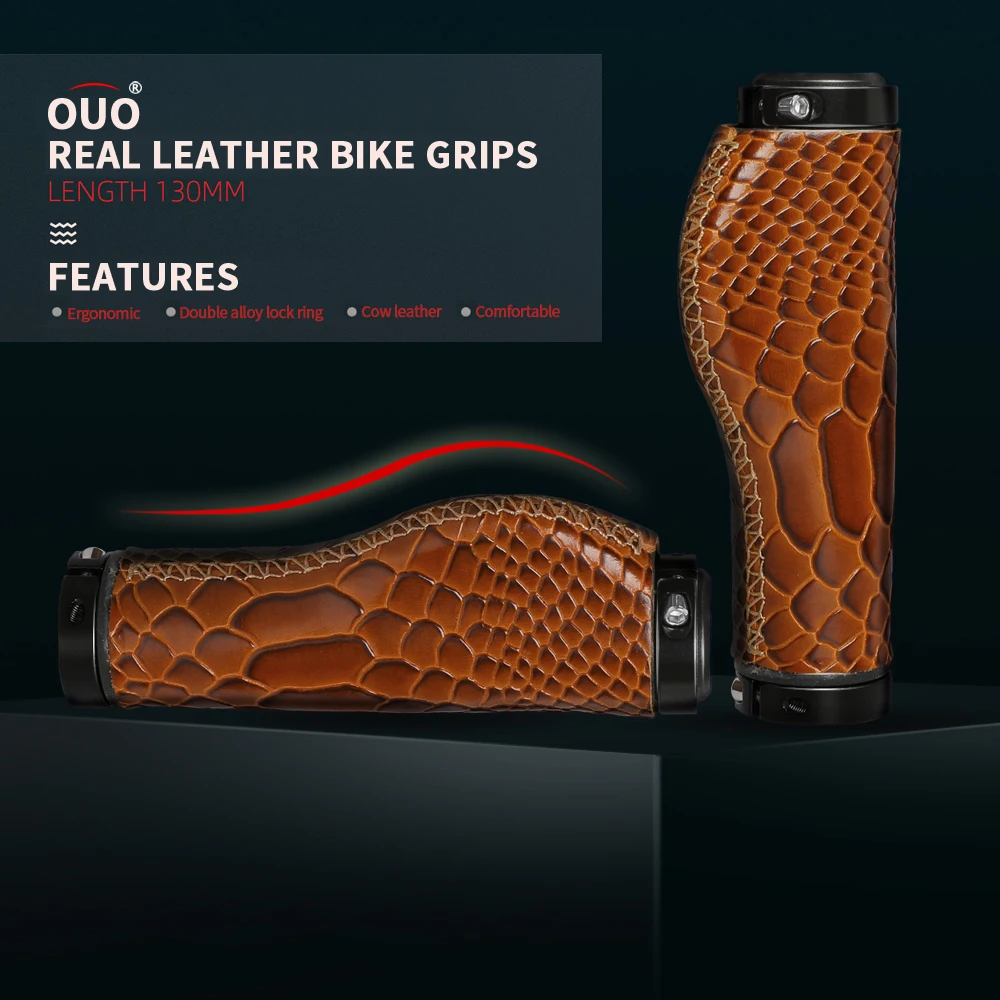 

1 Pair MTB Bicycle Handlebar Cover Handle Grips Non-Slip Leather Road Bike Cowhide Grip OUO Brand Bike Accessories