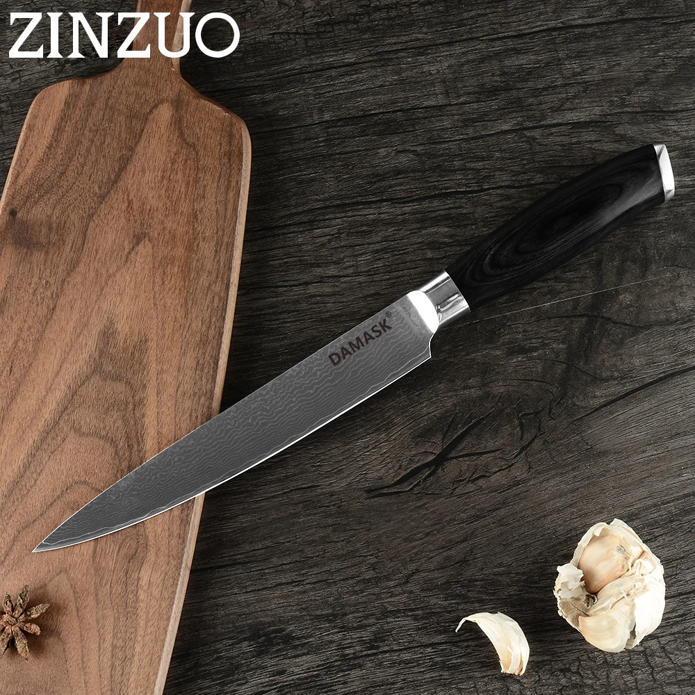 ZINZUO 8-дюймовый Нож для сашими дамасский нож рисования 67 слоев VG10 кухонный