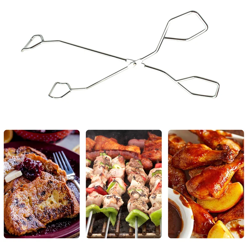 

Stainless Steel BBQ Tongs Bread Clamp Cake Clip Non-Stick Barbecue Grilling Cooking Kitchen Accessories