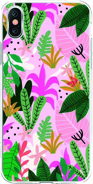 Силиконовый ТПУ чехол для рисования SW0067 розовые зеленые листья Lg K8 | Мобильные