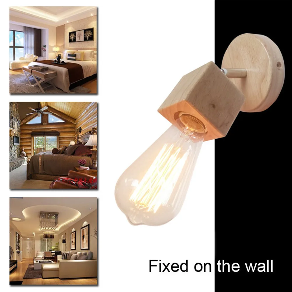 

Modern Japanese solid wood LED wall lamp modern minimalist art bedside lamp wooden interior staircase rotating aisle lamp