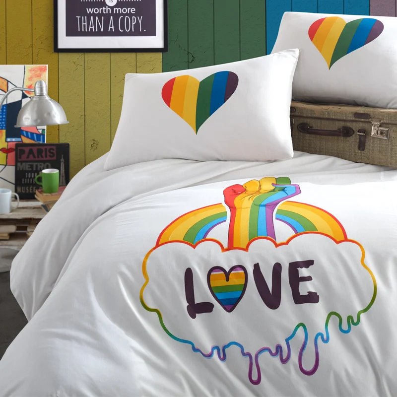 Комплект постельного белья Lady Moda постельное белье с роскошным принтом Love is Ranforce