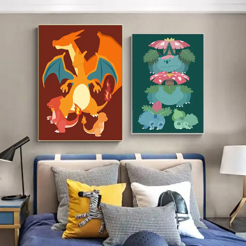 

Pokemon Pikachu Collection Canvas Painting Wall Art Harmanlution Bulbalution Posters and Prints Picture for Room Home Decor Gift