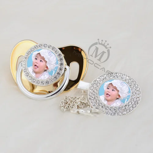 MIYOCAR изготовленные на заказ пустышки любое имя фото серебро bling соска и пустышка Клип BPA бесплатно пустышка bling удивительный дизайн P-1-P - Цвет: P-8-1-P 0-6M