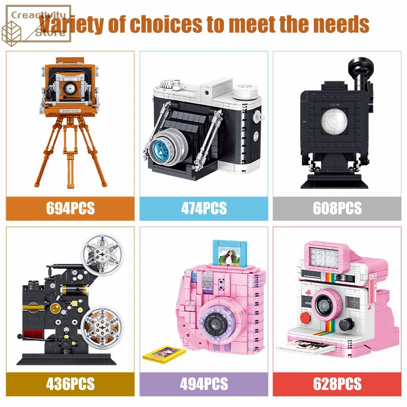 

Retro Mini Camera Building Blocks New Creative Toys Diy Model Educational Gift for Kids and Adults
