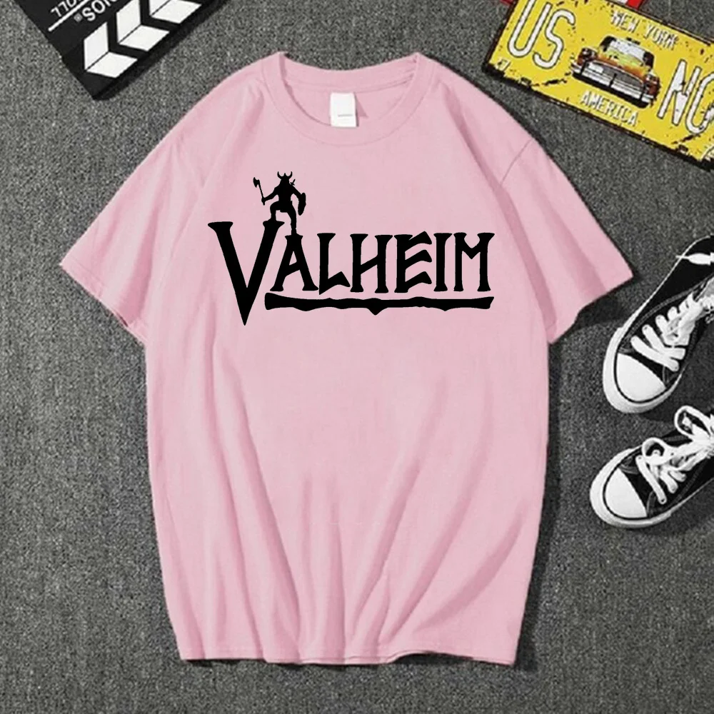 

Valheim T-Shirt Summer Men Shirts Harajuku Tee Shirt Hip Hop Unisex Streetwear Tshirts Letter Clothing Anime Shirt