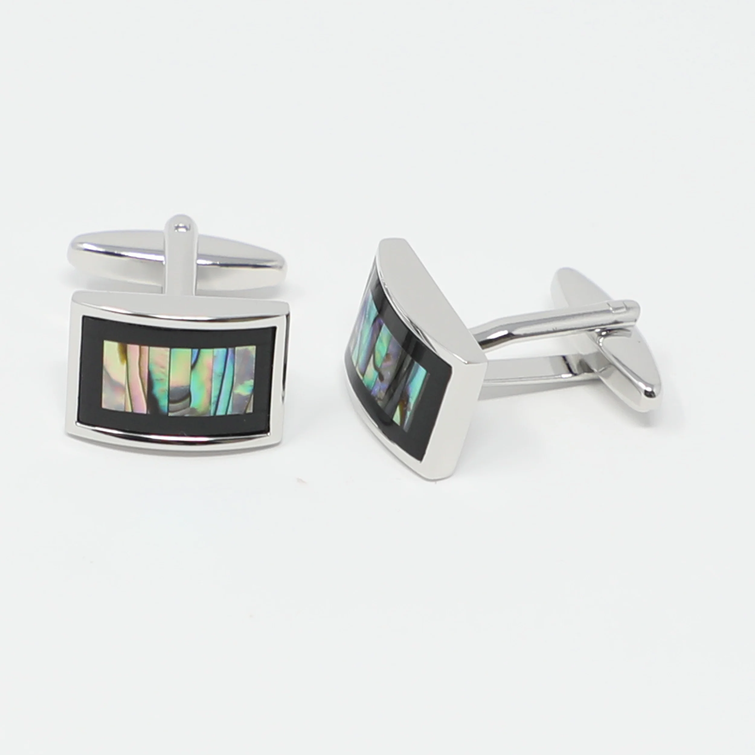 Изогнутые Прямоугольные Запонки Из абалона и натурального оникса запонки для