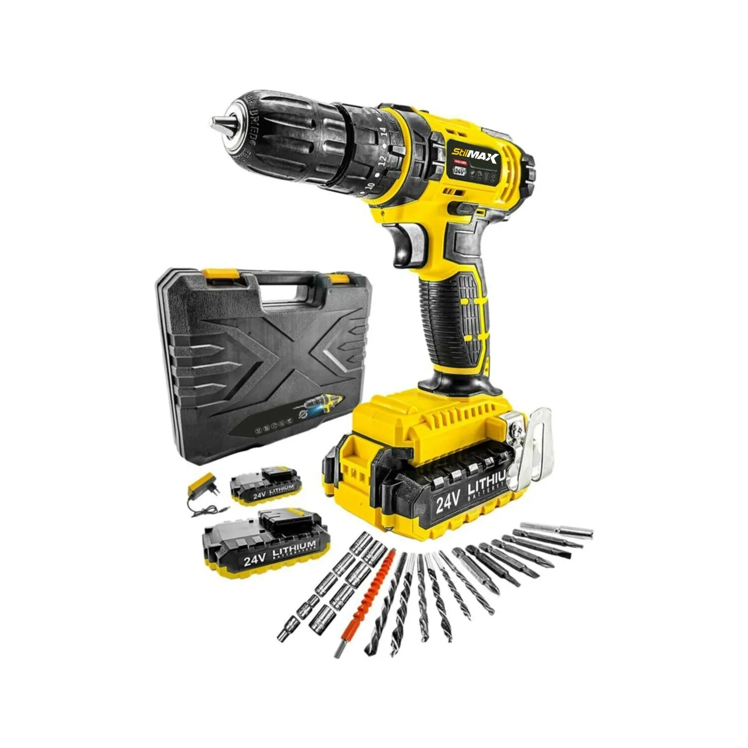 Cordless Hammer drill 24V + 24 parça2 speed electric torque 1.5Ah lithium battery screwdriver power tools | Инструменты