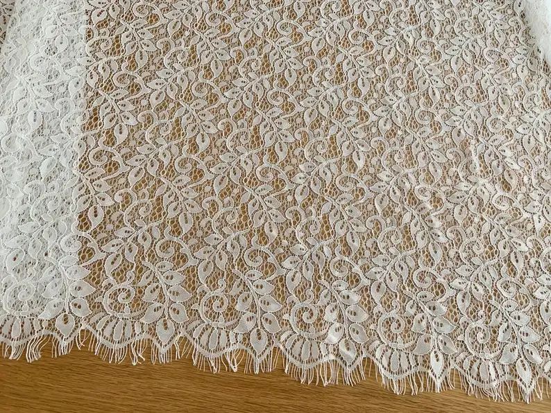 1 ярд белого кружева шантильи с узорами листьев и цветов Новое поступление 2021 |