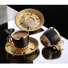Турецкий кофейный сервиз, набор из 6 медных оттоманских кофейных сервизов, арабский кофейный сервиз, чайные чашки, набор для эспрессо, Сделано в Турции