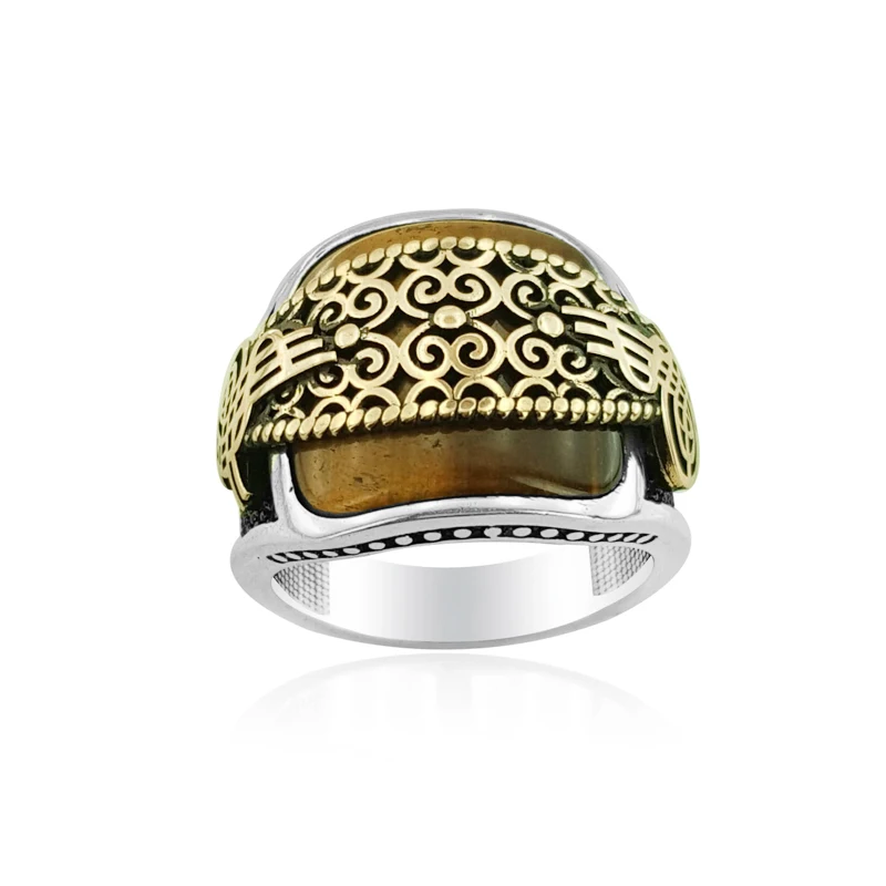 925 Silver Ottoman Symbol Printed Casual Ring for Men | Украшения и аксессуары