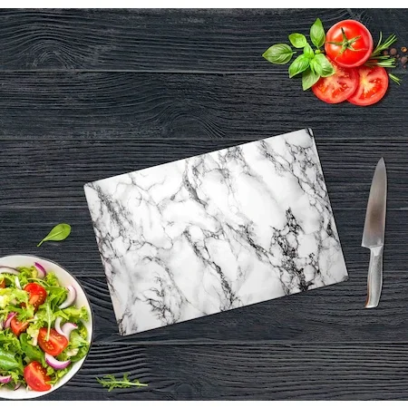 Мраморная стеклянная разделочная доска дизайнерская кухонная черная белая