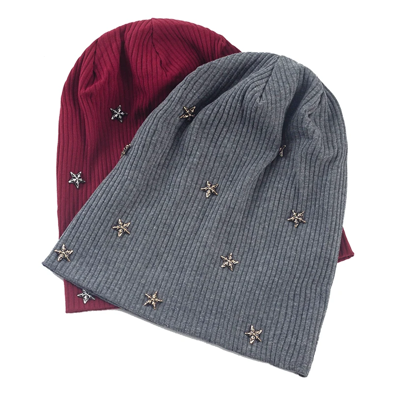 Вязаные облегающие шапки в полоску для мужчин и женщин зимние теплые женская