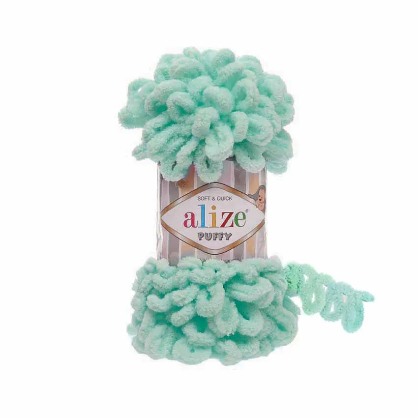 Alize Puffy Yarn 100gr No Needles Hook Loop Finger Crochet Knitting Plush Thread Craft Chunky Chenille Mink Fur Blends Blanket images - 6
