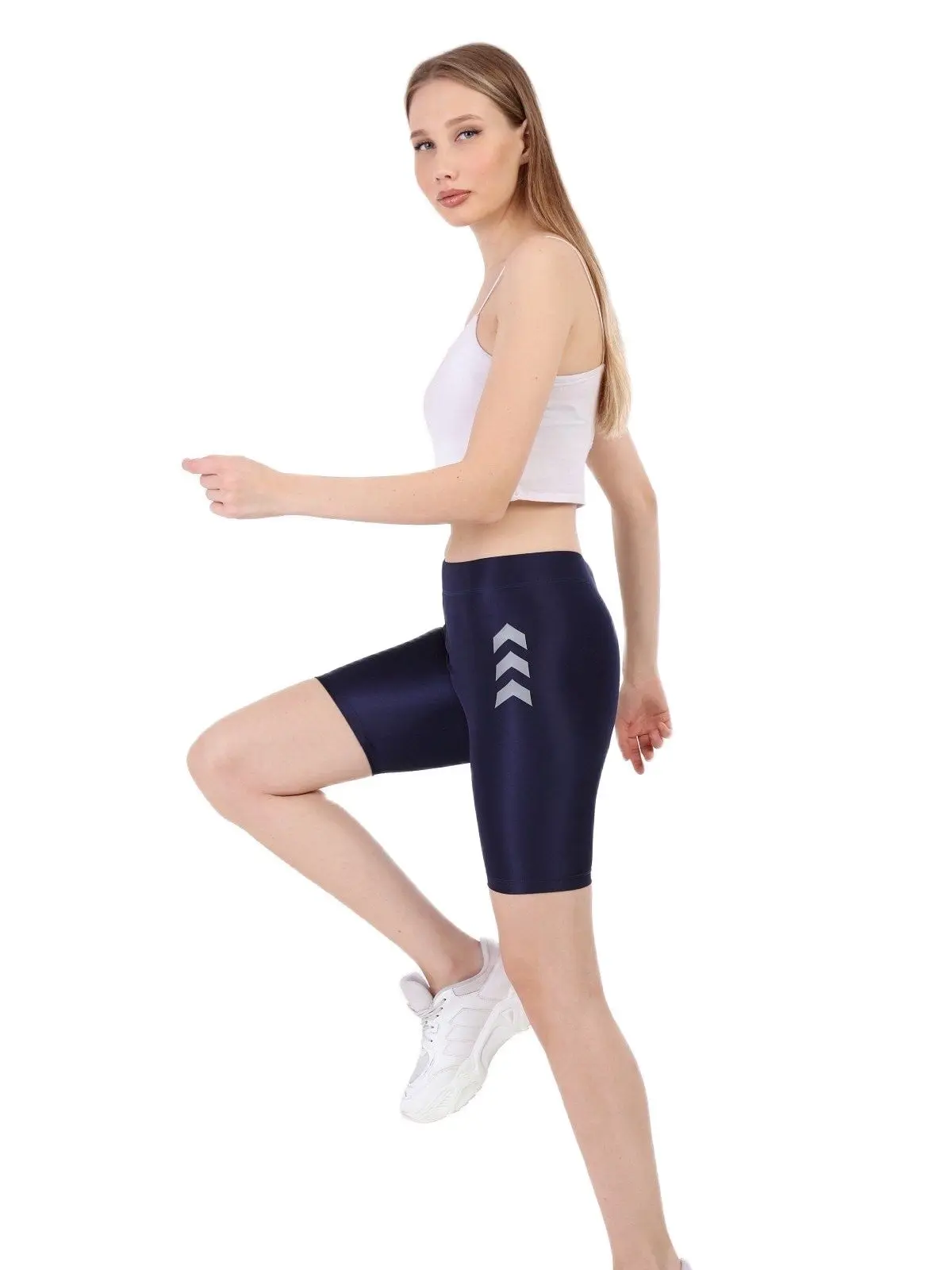 

2021 Turkey New Season Comfortable High Waist Seamless Shiny Women Leggings Spandex Short Tights Disco Gainer Leggings Running Gym Fitness Yoga Pants Energy Slimming