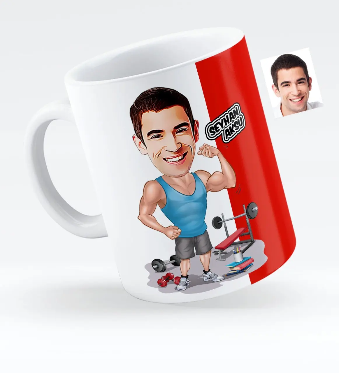 

Personalized Men Sportsman Caricature Of White Mug cup