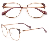 women metal round eyeglass frames for women cat eye fashion optical glasses frames prescription spectacles light stainless steel