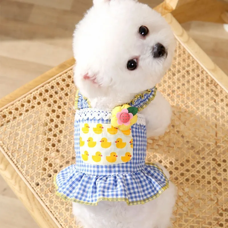 

Pet Clothes Fresh Flowers Princess Dog Gallus Vest Dress Cat Dresses Skirt