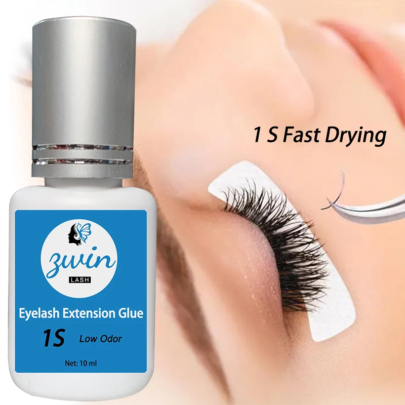 Allergy Free Eyelash Extension Glue 1S Fast Drying 10ml Low Odor Long Lasting Lashes Adhesive Low Smell Eyelashes Glue Makeup
