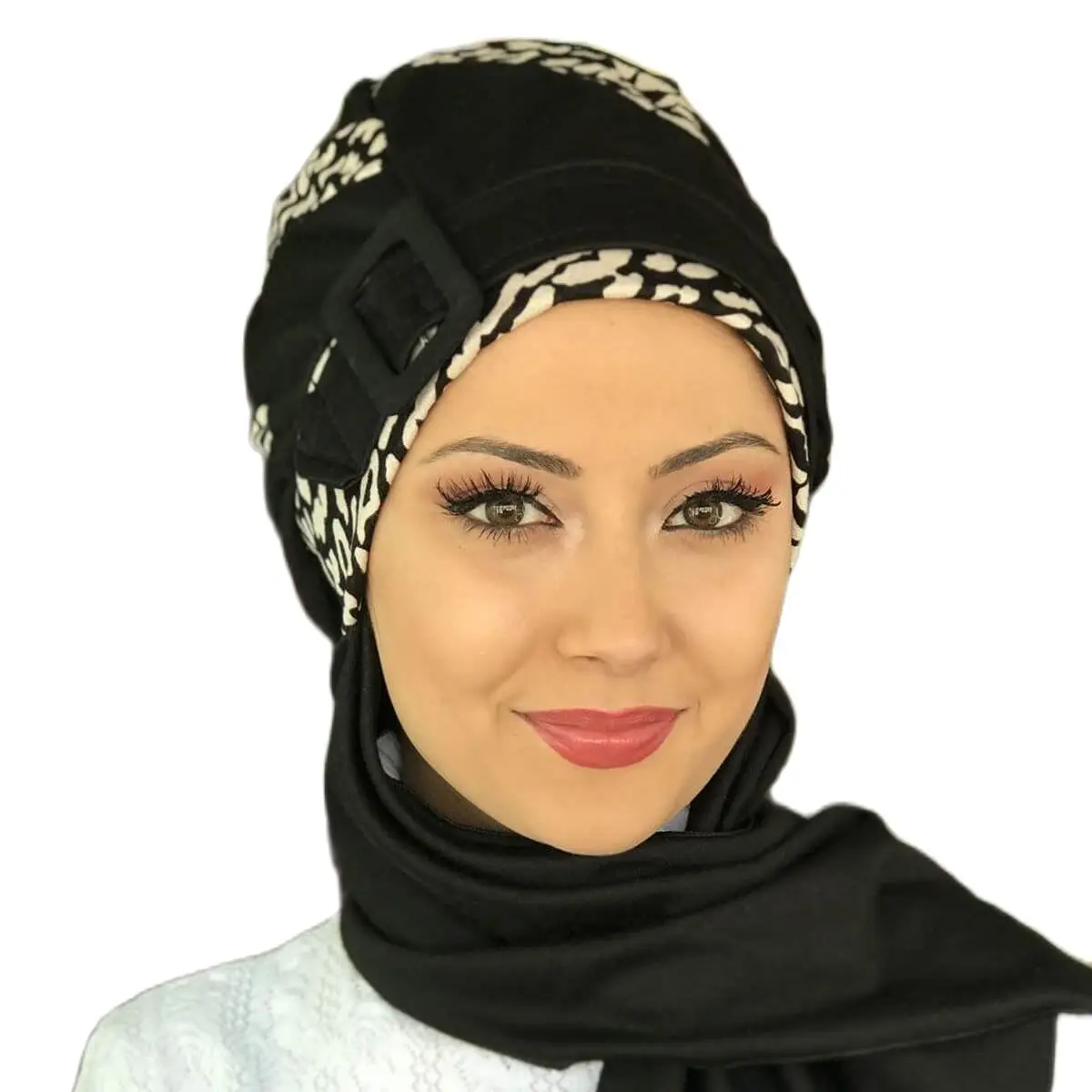

Islamic Fashion Muslim Women Hijab 2021 Trend Scarf Buckle Ready Sal Milk Coffee Shape Patterned Black Ankle-Strap Beret