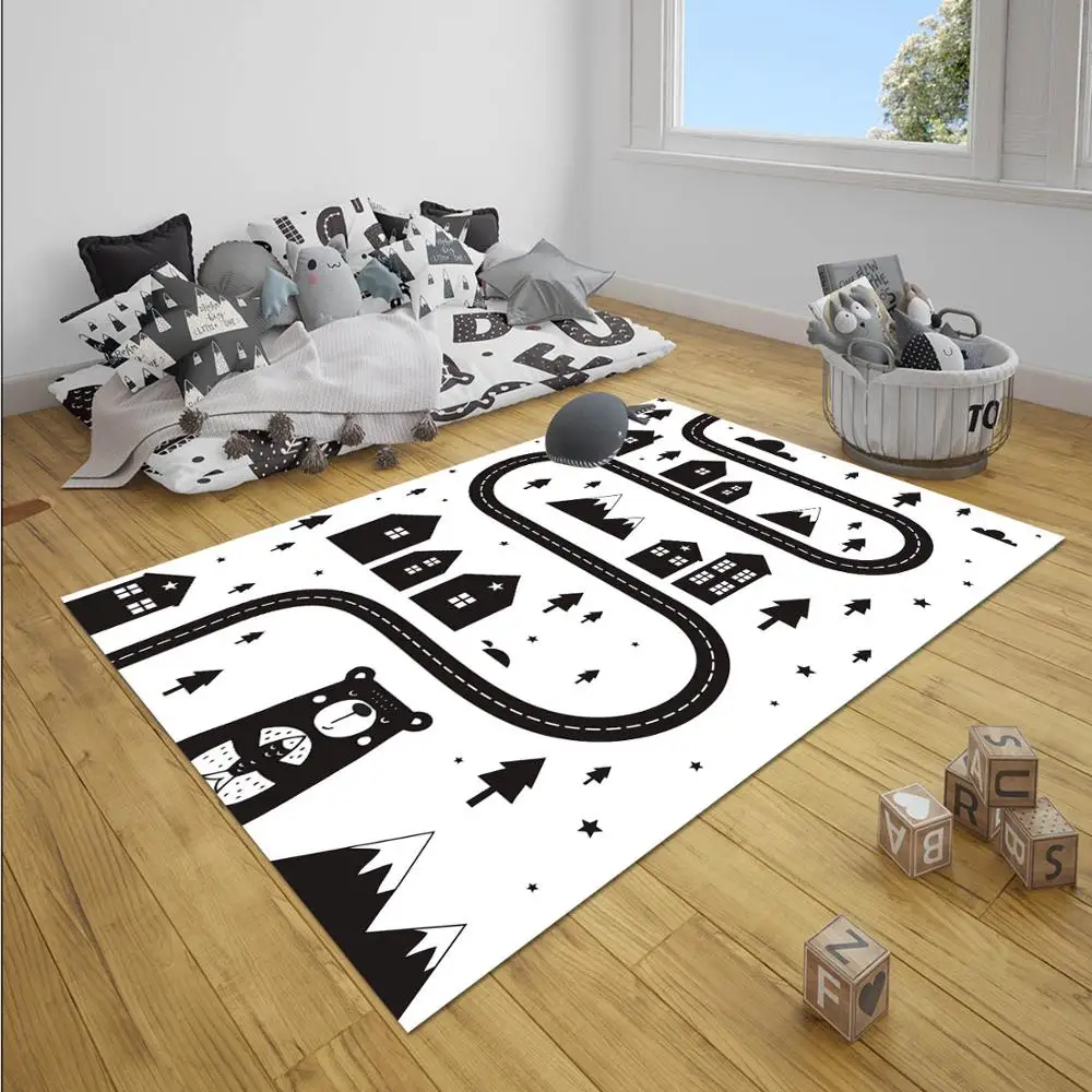 Еще черный белый цвет вождение автомобиля Дорожная игра 3d печати нескользящие