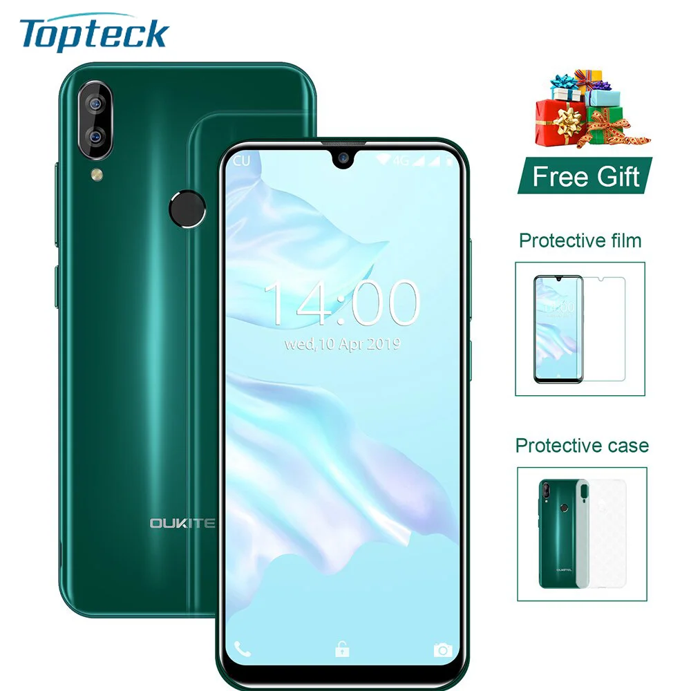 Смартфон OUKITEL C16 Pro, 3 ГБ, 32 ГБ, 5,71 дюймов, 19:9, Android 9,0, MT6761P, отпечаток пальца, распознавание лица, водоспадок, экран, 4G, мобильный телефон