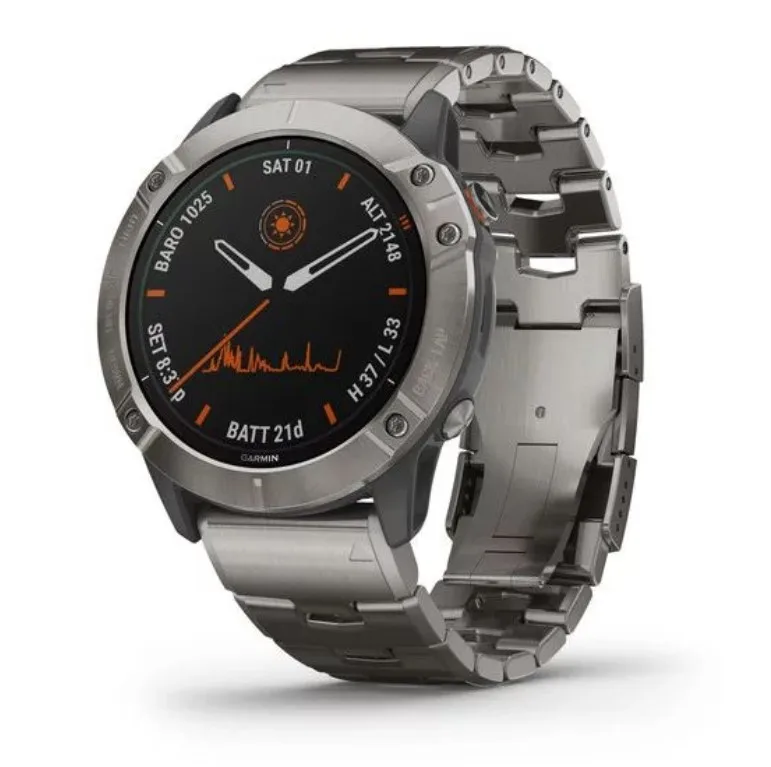Умные часы Garmin Fenix 6X Pro Solar титановый с титановым браслетом|Фитнес-трекеры| |
