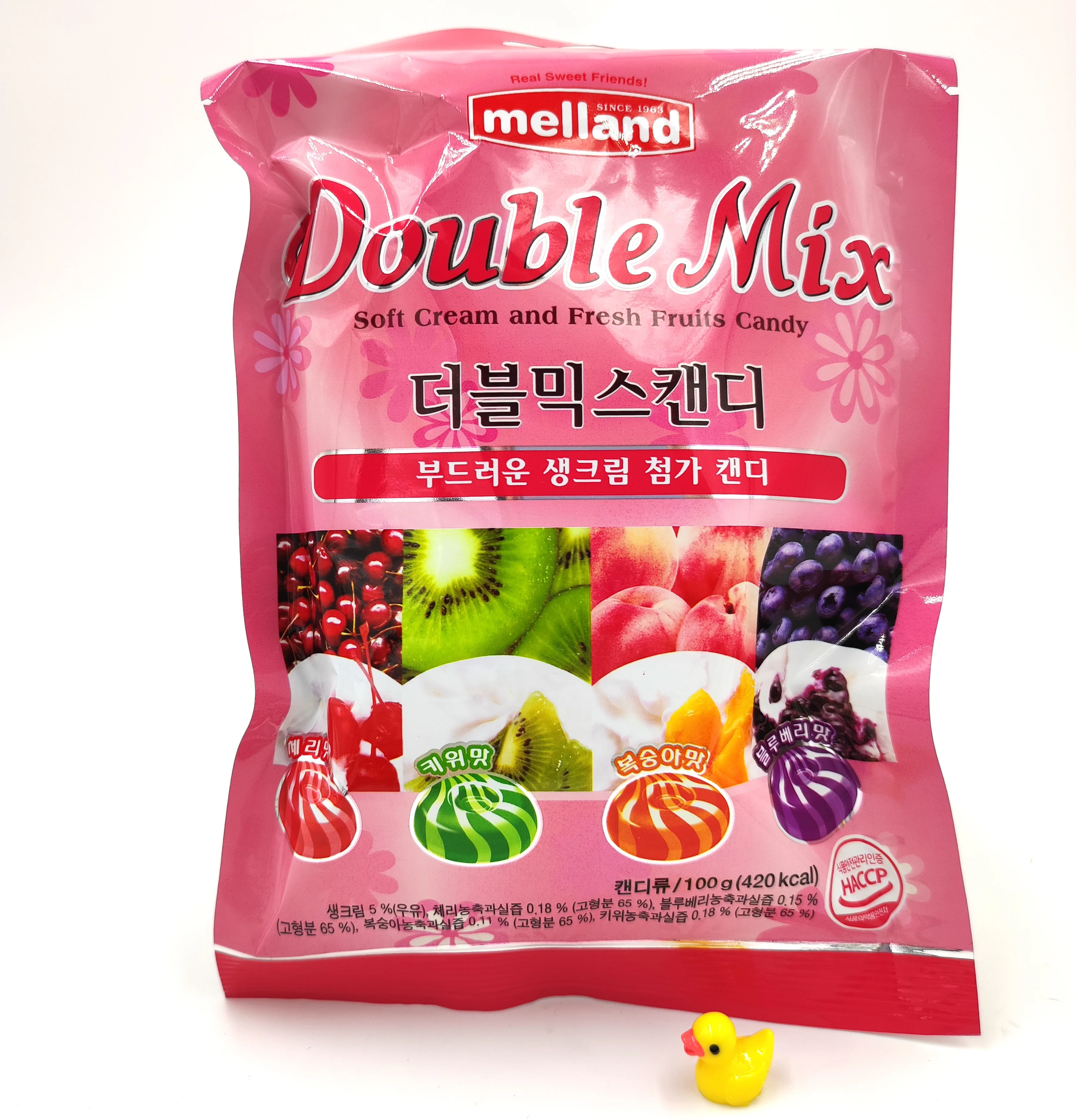 Корейские карамельные конфеты со сливками и ягодным вкусом Melland Double Mix Caramel candy 100 гр.