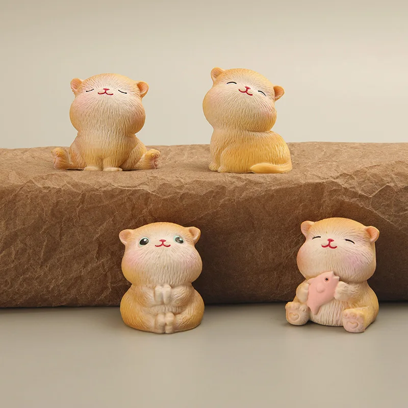 

4 шт./компл. Мультяшные игрушки-Коты из ПВХ, милая кукла-кошка, настольное украшение для торта, детские подарки на день рождения