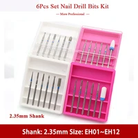 6pcset combined milling cutters set for manicureceramic nail drill bits kit electric removing gel polishing clean rotary tools
