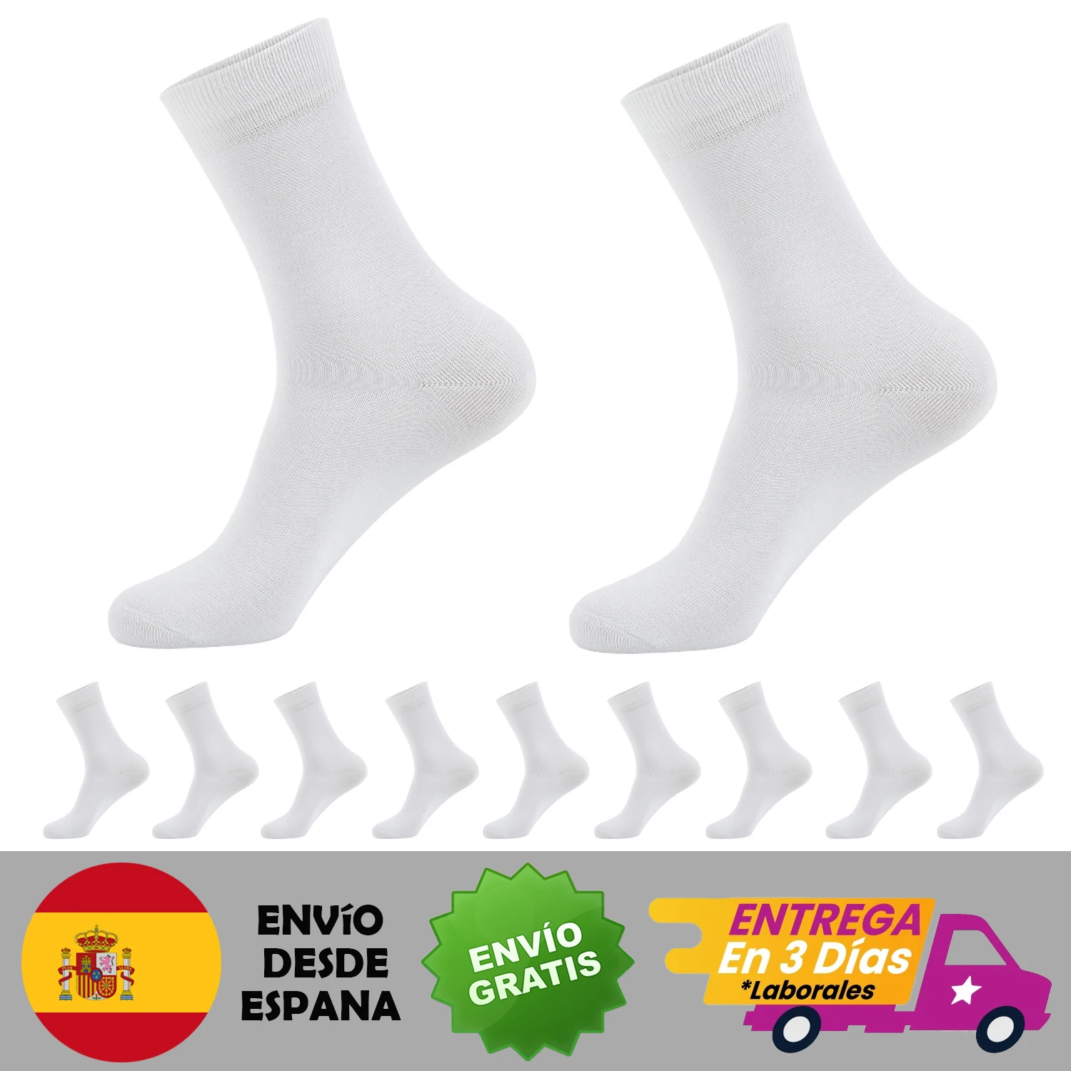 Men's and women's long socks combed cotton hositine for work leisure and sport long waist Pack9-12