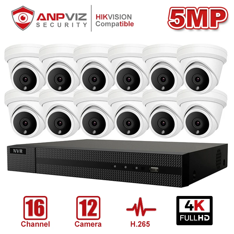 Anpviz 16CH 4K NVR 5MP купольная POE IP камера комплект ONVIF домашняя/уличная Безопасность