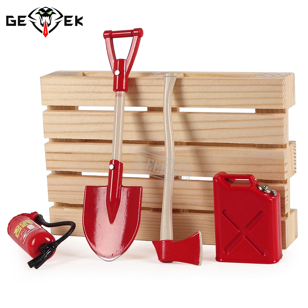 Масштаб 1/10, игрушечный металлический огнетушитель, топор, лопатка, канистра для SCX10, TRX4, TRX6, RGT86100, WLP, D12, MN, 99S, ZP1001