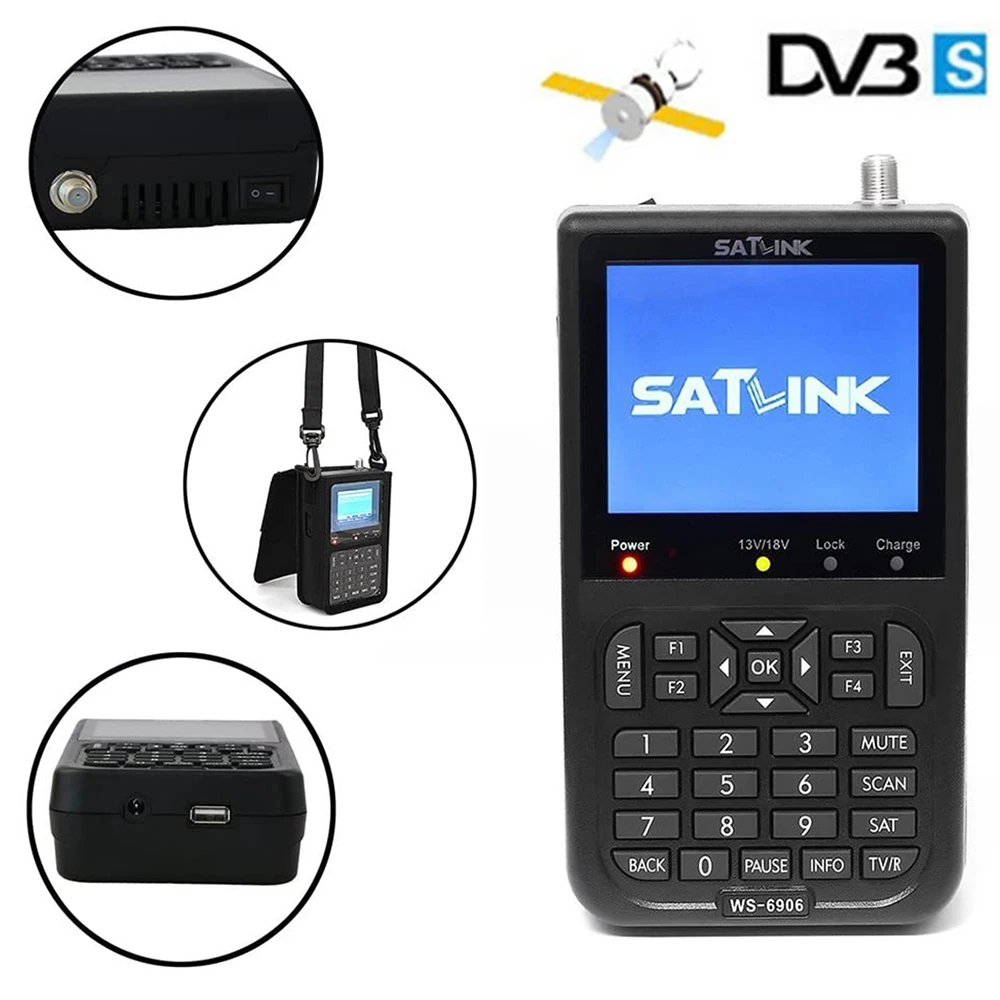 SATLINK WS 6906 Цифровой спутниковый Finder метр спутникового сигнала 3 5 дюймов ЖК дисплей