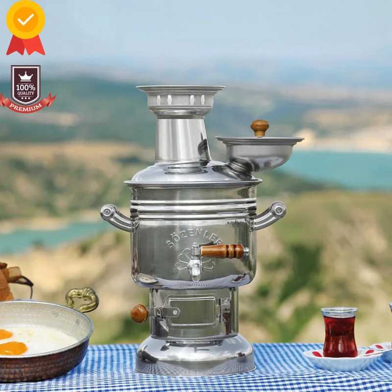 Cheap Su ısıtıcısı semaver odun sobası kömür kamp kahve makinesi kamp malzemeleri için mutfak hayatta kalma Multicooker sofra kampı uten