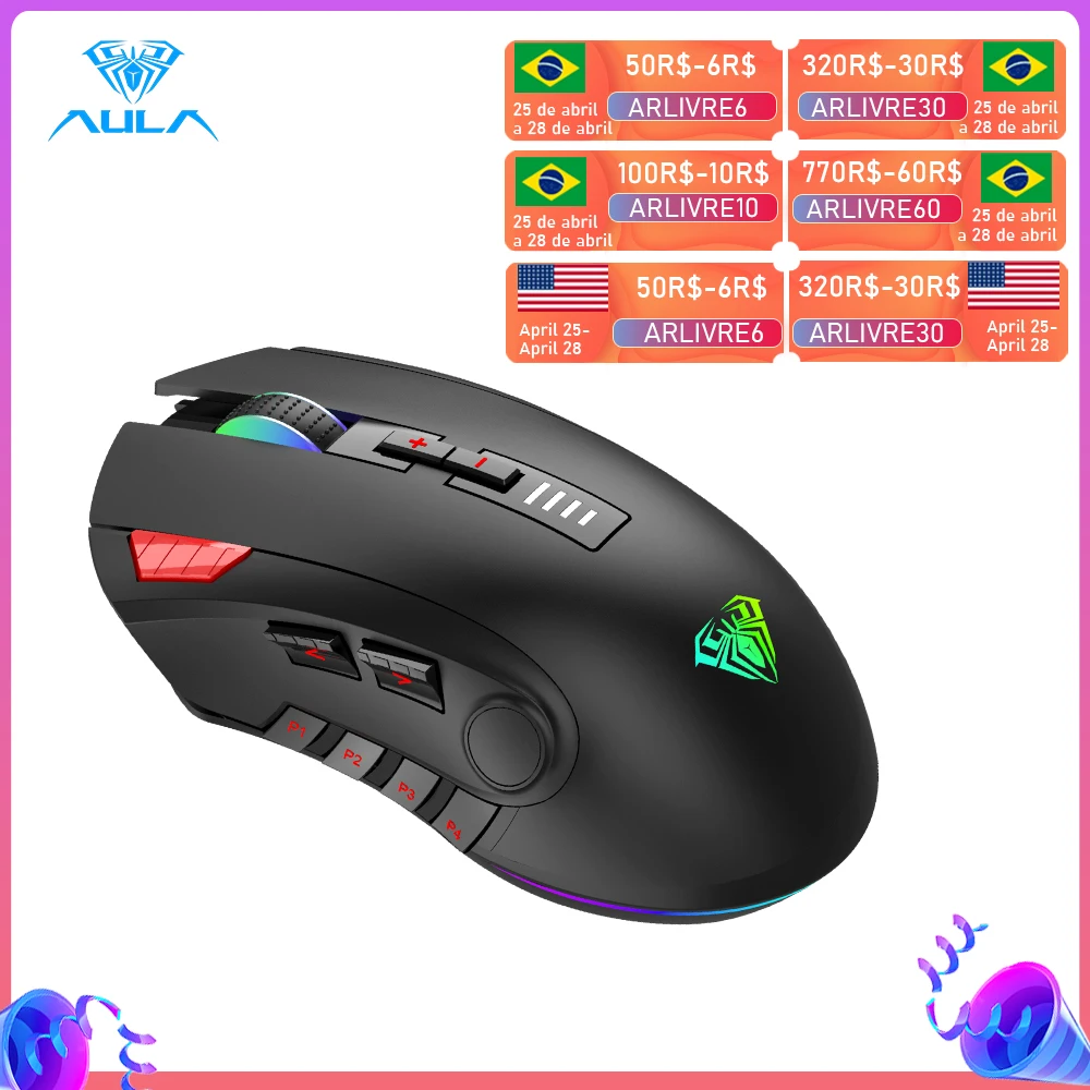 aula h512 rgb backlight gaming mouse 12 buttons programming 5000 dpi optical usb wired mouse with fire keys for laptop desktop free global shipping