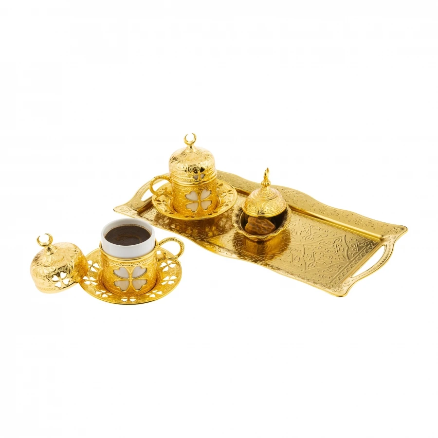 Аутентичные турецкий Кофе эспрессо Сервировочный набор Чистый золотой цвет
