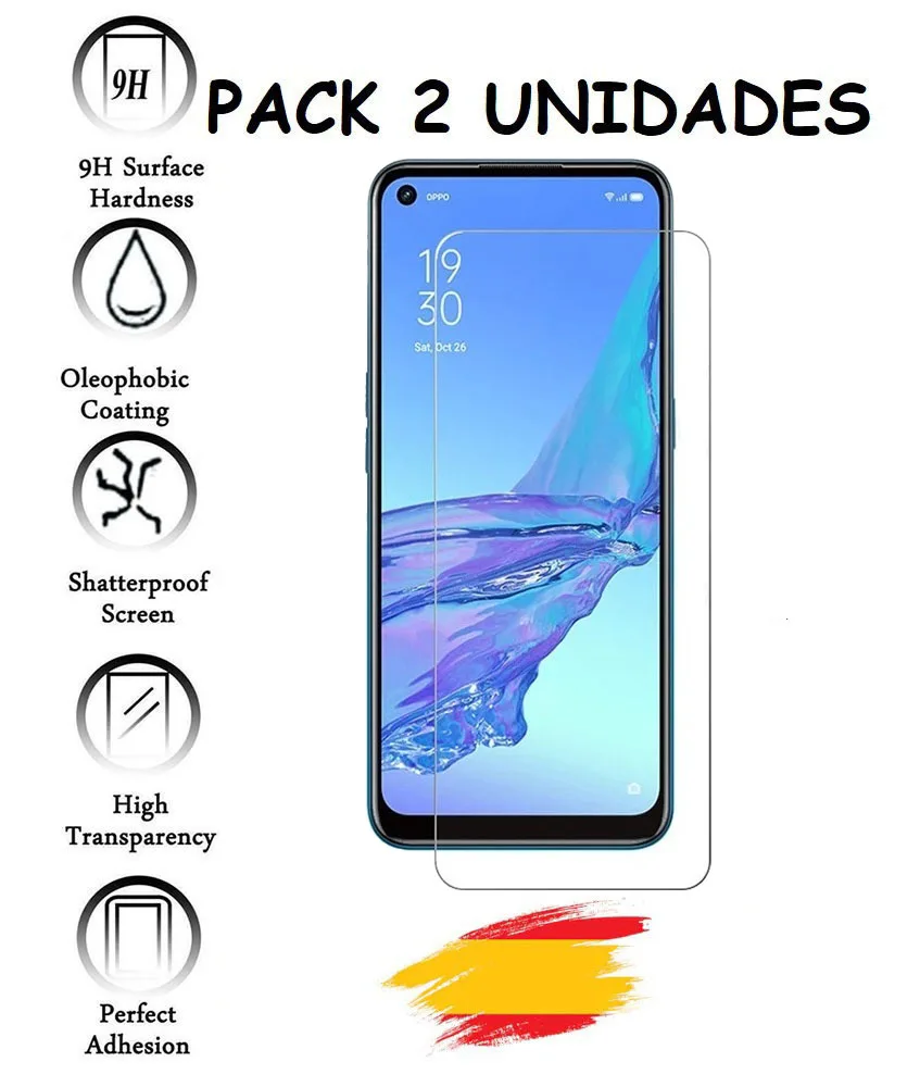 2X screen Protector for OPPO A53 A53S tempered glass 9h shockproof glass, 2 PCs transparent