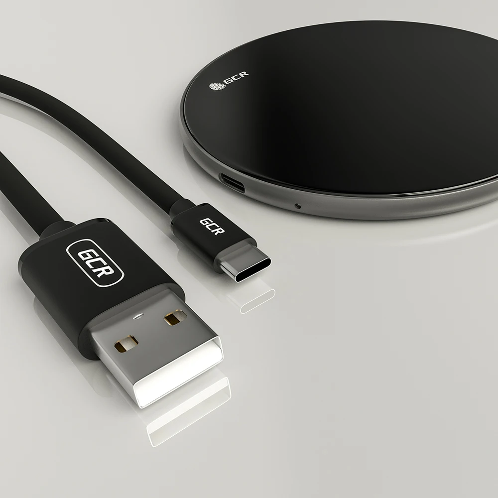 GCR Ультратонкое беспроводное зарядное устройство QI 15W для телефона iPhone Android Samsung
