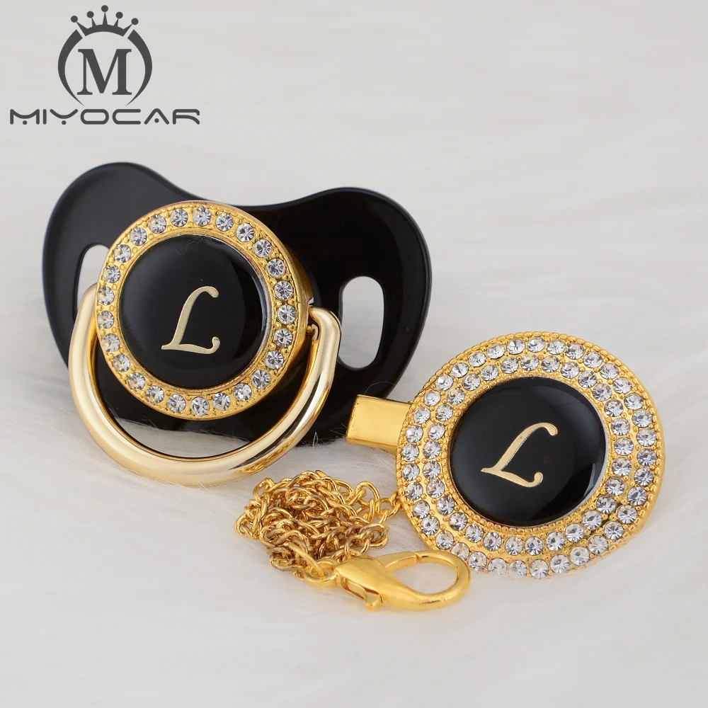 Уникальный дизайн имя и инициалы MIYOCAR L красивая блестящая соска на клипсе без БФА