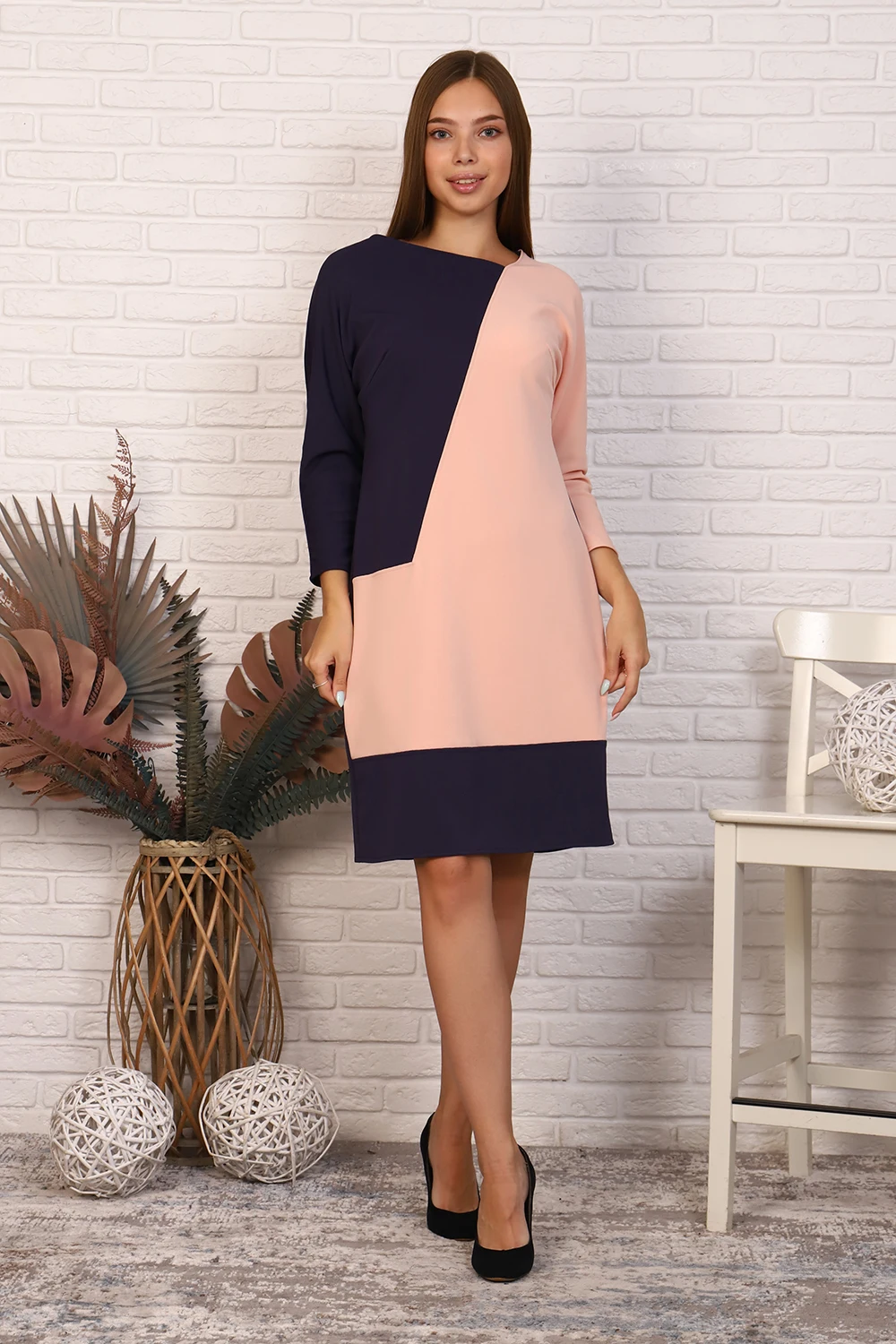 Платье женское повседневное офисное синее | Женская одежда