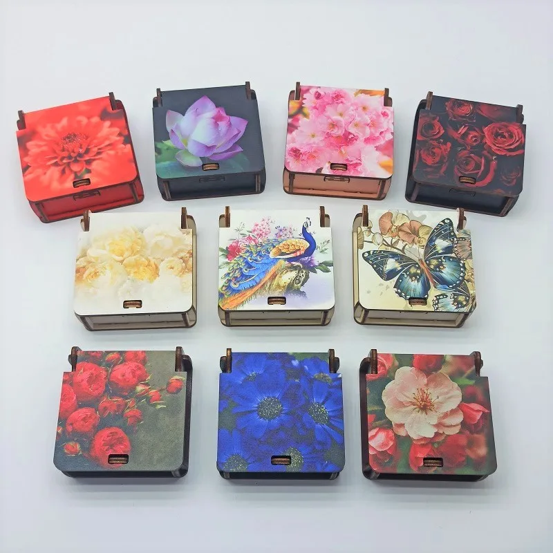 5/10шт Деревянная подарочная коробка с цветами павлином бабочки праздничная