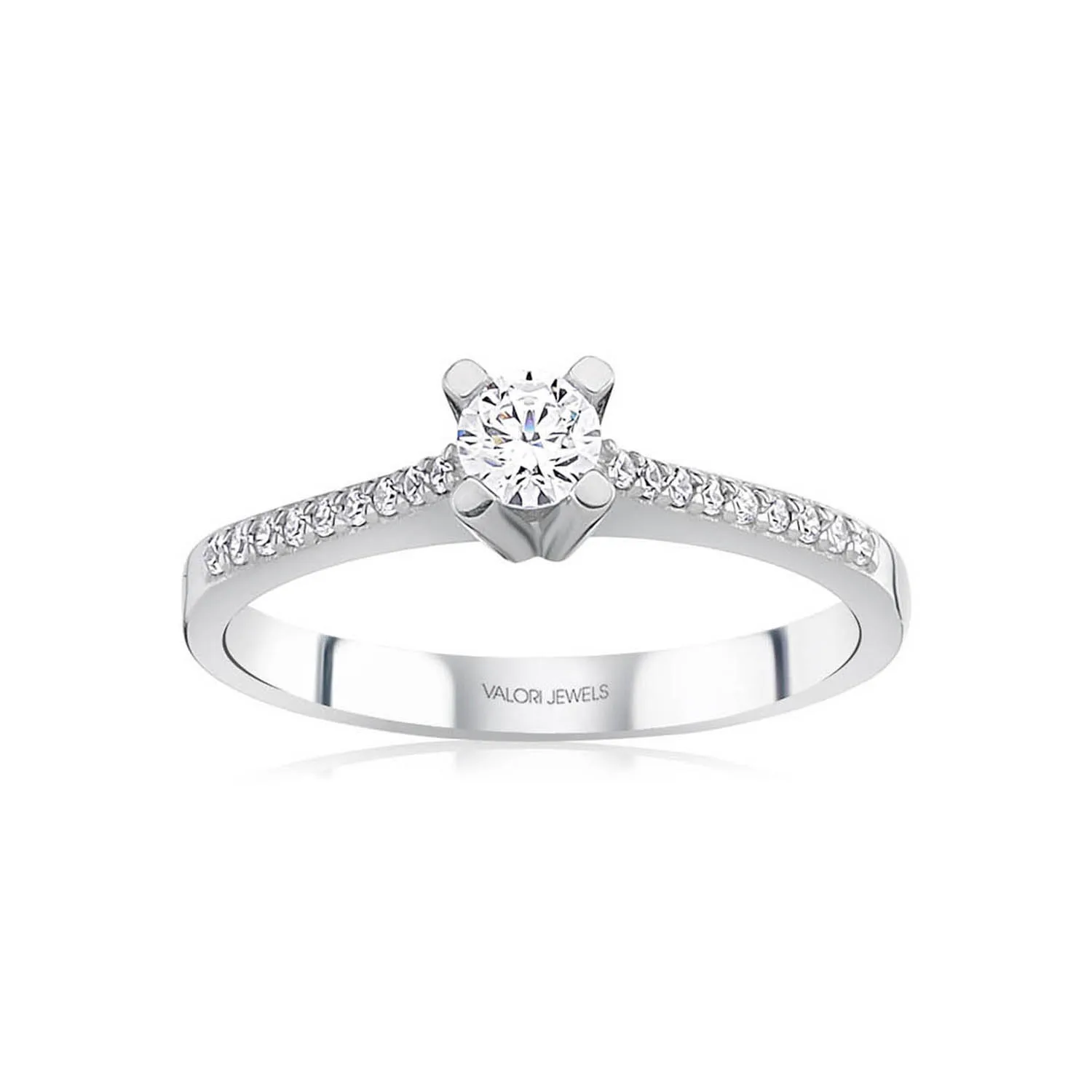 

Valori Jewels 0.26 Carat, Zirconia White Round Gemstone, Rhodium Plated, Solitaire Ring