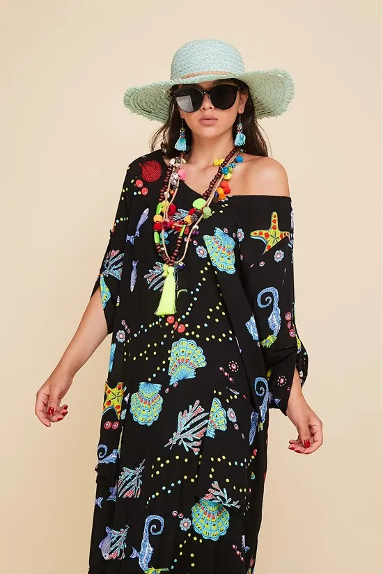 Big Pocket Cotton Fabric One Shoulder Long Boho Dress 2021 New Fashion Women Holiday Wear Black And Pink Colors Xs To 5xl