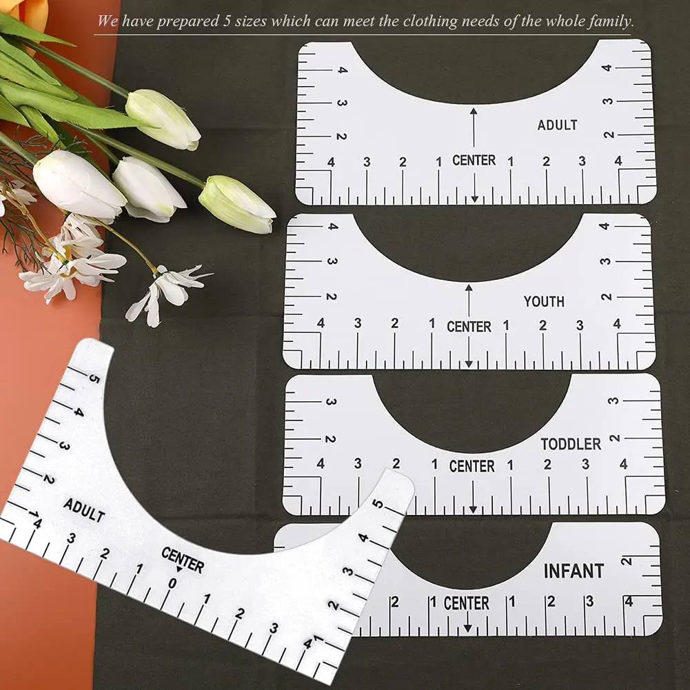 

Nonvor 8PCS T-Shirt White Fashion Centering Ruler Guide Alignment Tool Sewing Ruler Measuring Tools Alignment Sewing Supplies
