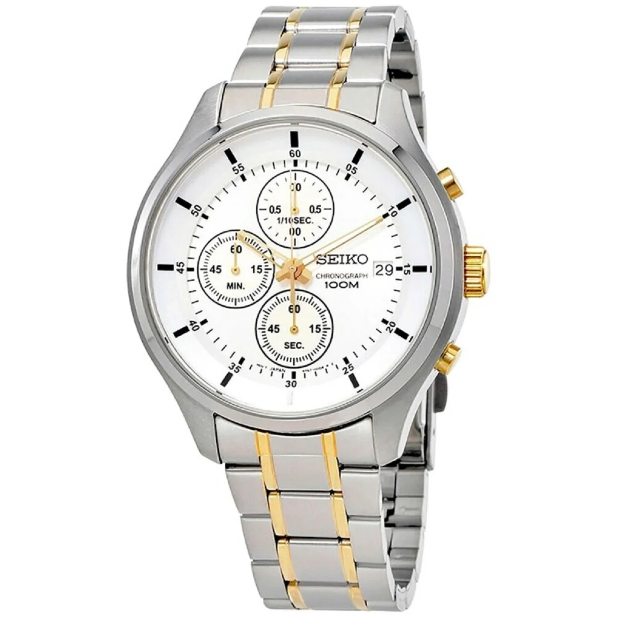 Мужские часы Seiko Neosports SKS541P1 42 мм циферблат золотой Стальной ремешок