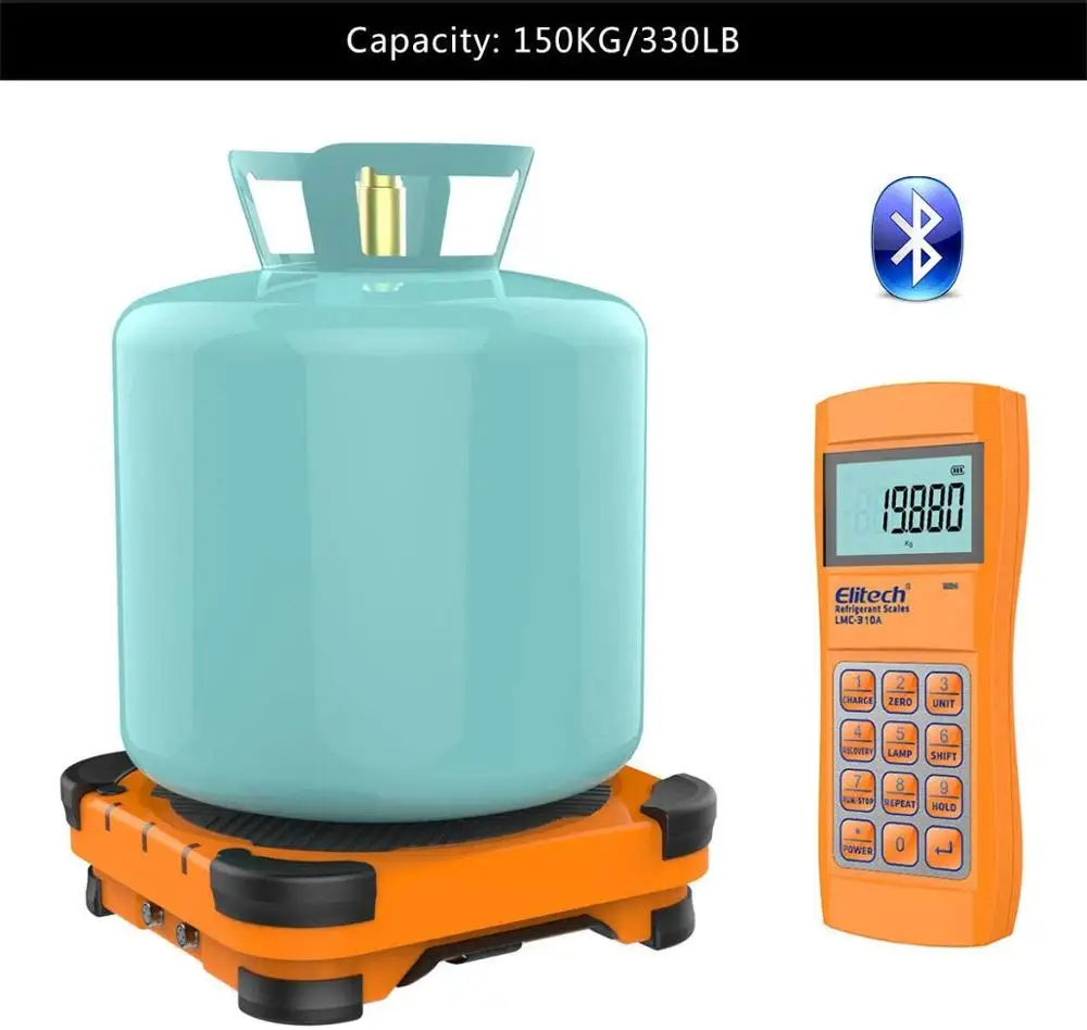 Elitech-b&aacute;scula electr&oacute;nica de recuperaci&oacute;n de carga inal&aacute;mbrica, balanza de fre&oacute;n, HVAC, Digital, con v&aacute;lvula de carga, refrigerante, LMC-310A-2