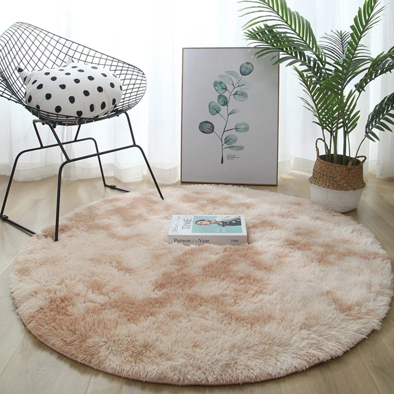 

Round Plush Carpet Living Room Bedroom Home Decoration Mats Children's Room Fluffy Carpet Velvet Non-slip Mat