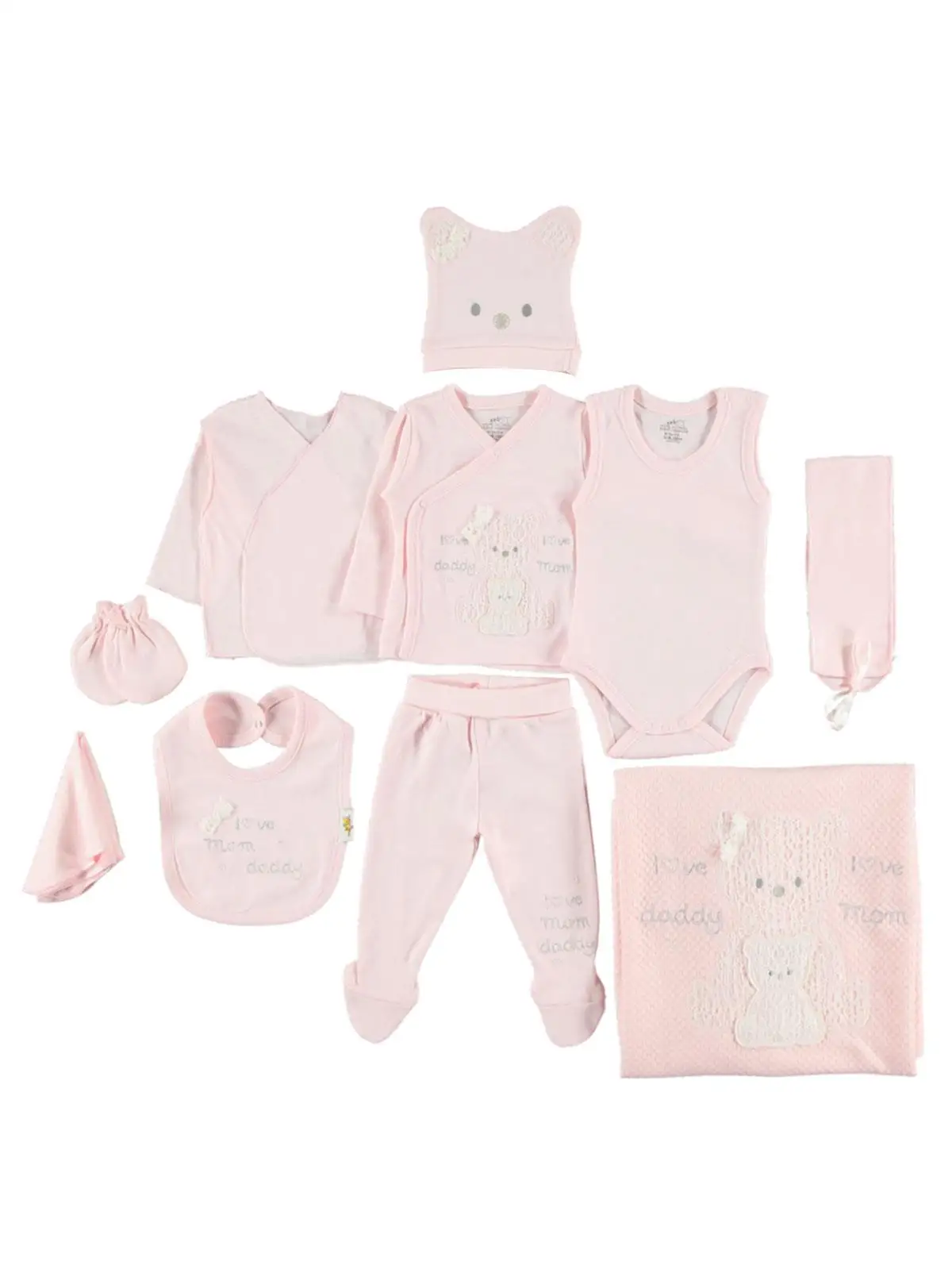 

Seasonal Knitted Set Interlock Embroidery Long Sleeve Crew Neck Bodysuit Sets 10 piece Bodysuit Newborn